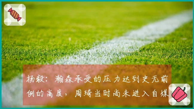 杨毅：瀚森承受的压力达到史无前例的高度，周琦当时尚未进入自媒体时代